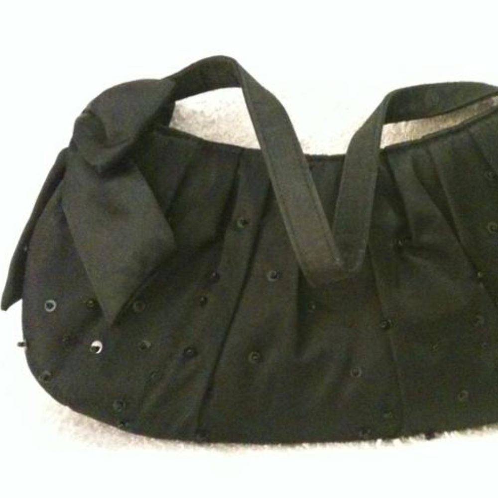 Beaded Black Satin Clutch - Picture 8 of 16